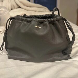 Soeur Dark Gray Leather Shoulder Bag